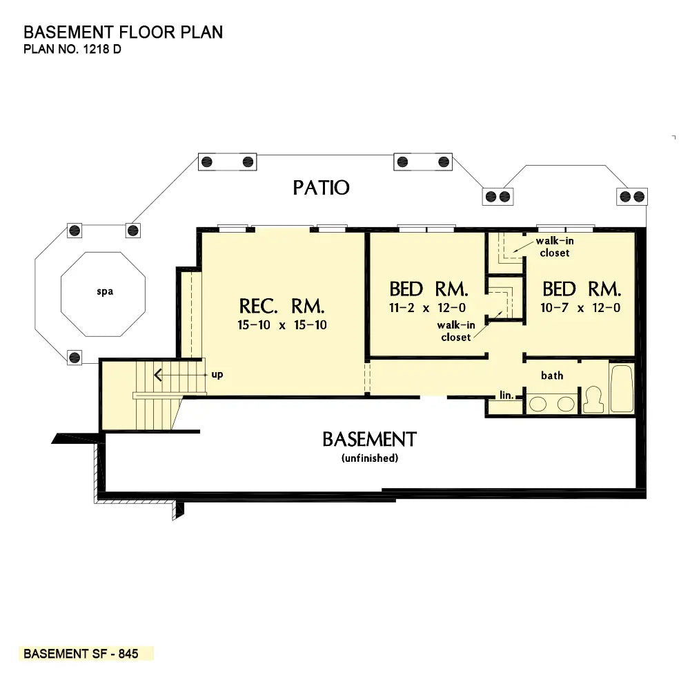 This is the basement floor plan image for traditional house plan 1218 The Whitcomb