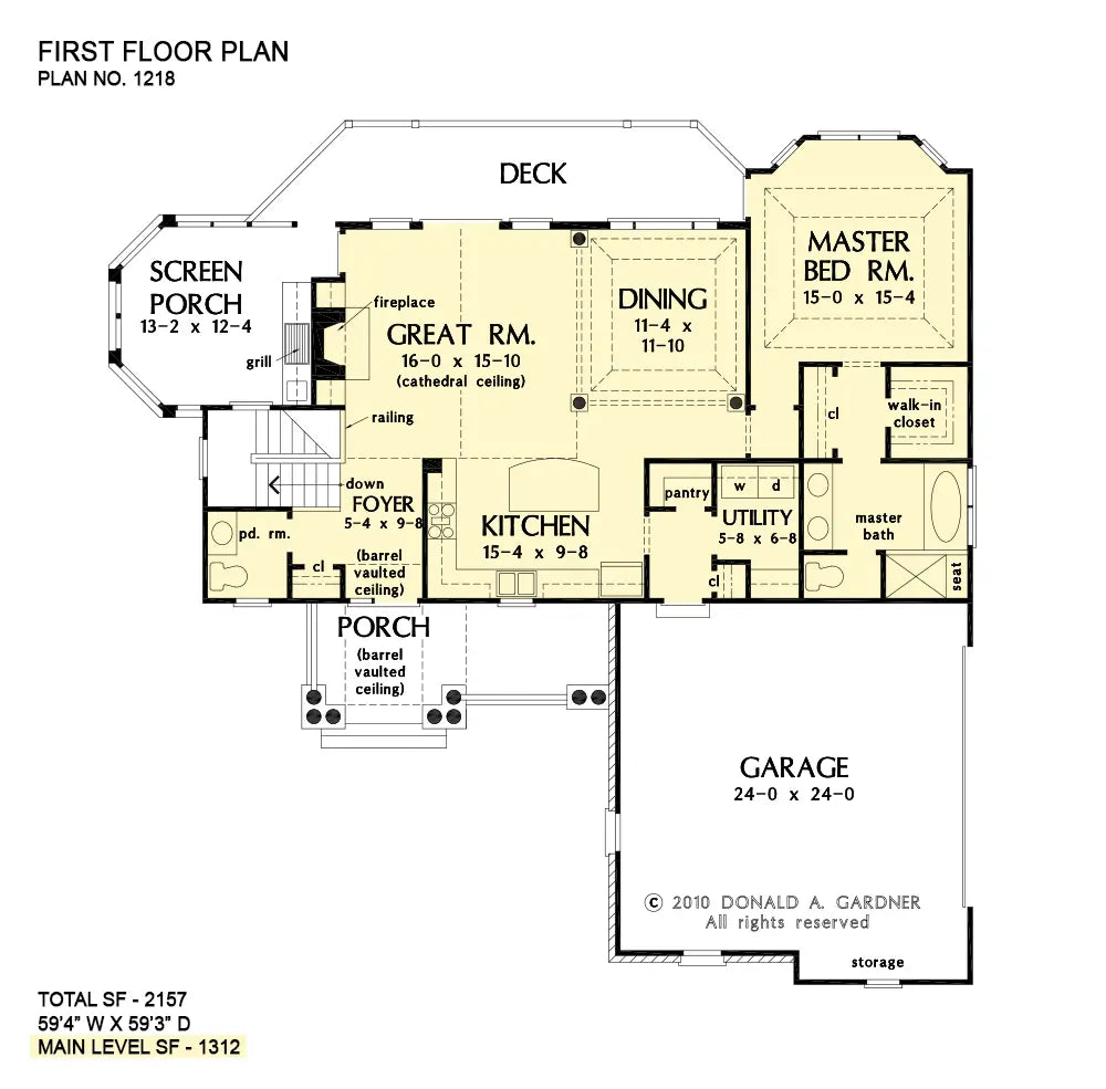 This is the first floor plan image for walkout basement house plan 1218 The Whitcomb