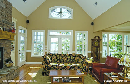 Vaulted ceiling in the Great room.  The Whitcomb plan 1218.