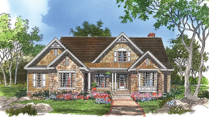 This is an illustration of the front of rustic house plan 926 The Whiteheart