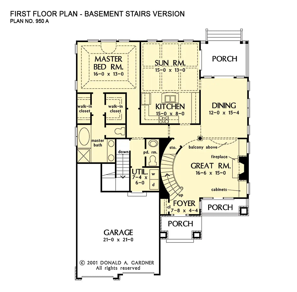 This is the first floor plan image for two story house plan 950 The Wicklow if the home is built over a basement