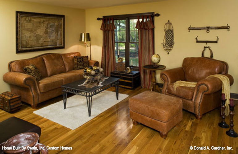 Leather sofa and chair in the study. The Wicklow plan 950.