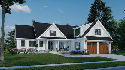 This is an illustration of the front of Craftsman house plan 1565 The Wilfred