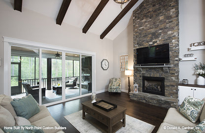 Double sliding glass doors to the patio from the great room. The Wilkerson plan 1296.