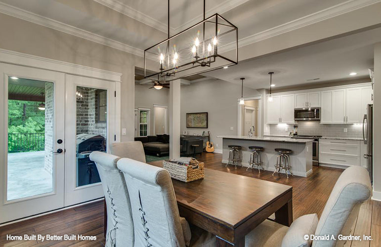 Glass patio door in the dining room. The Williamette plan 1203.