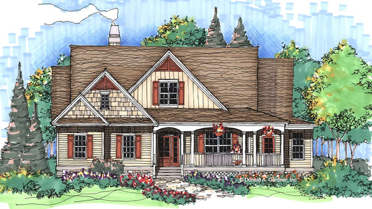 This is an illustration of the front of craftsman house plan 830 The Willoughby