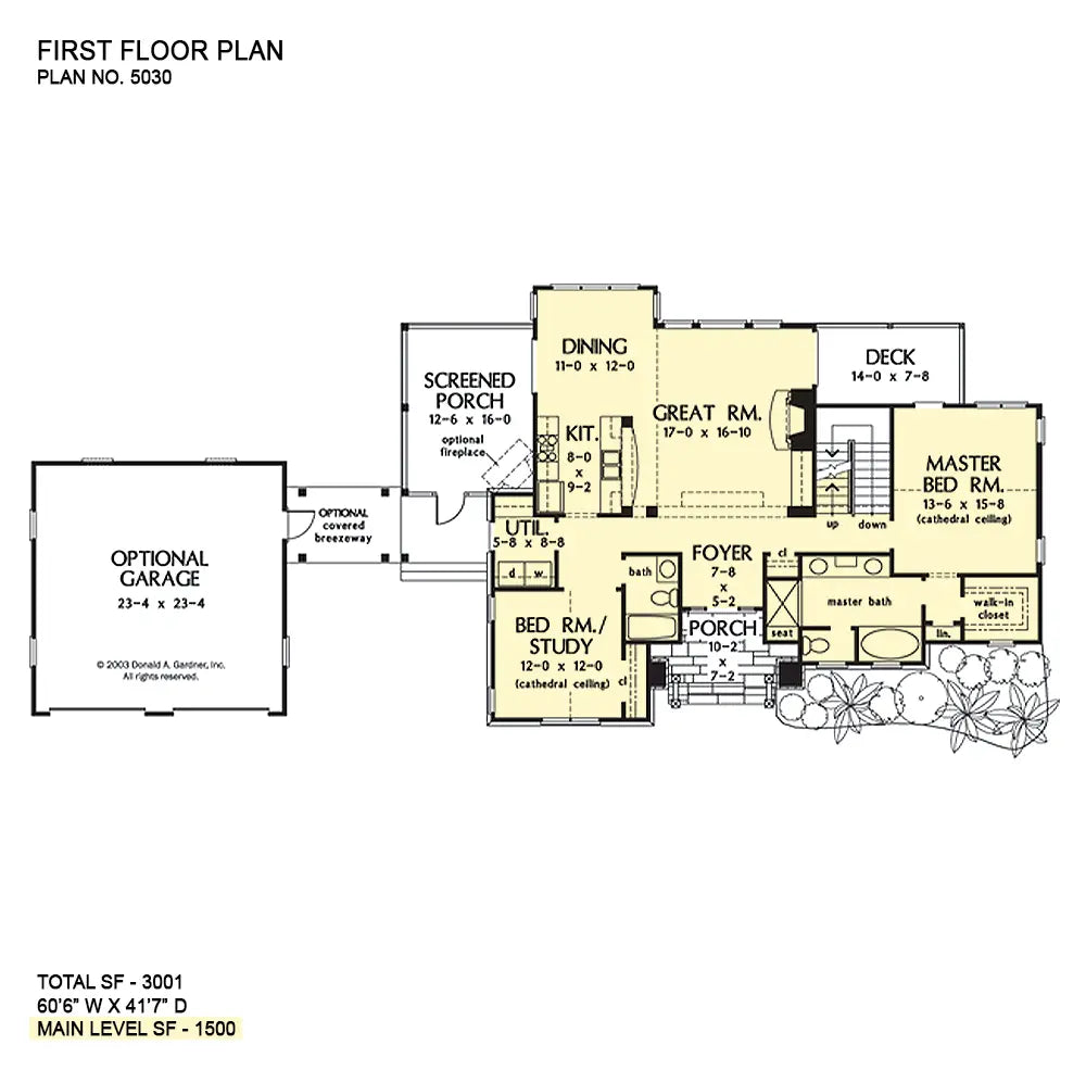 This is the first floor plan image for craftsman house plan 5030 The Willow Hill