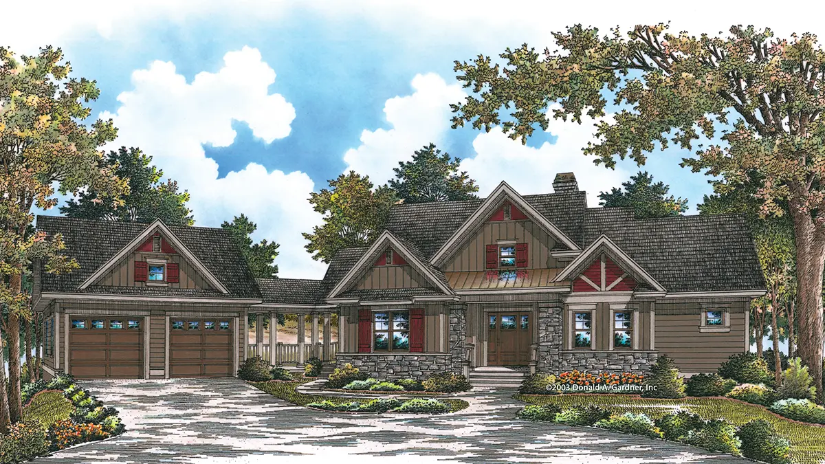 Front view illustration. The Willow Hill plan 5030.