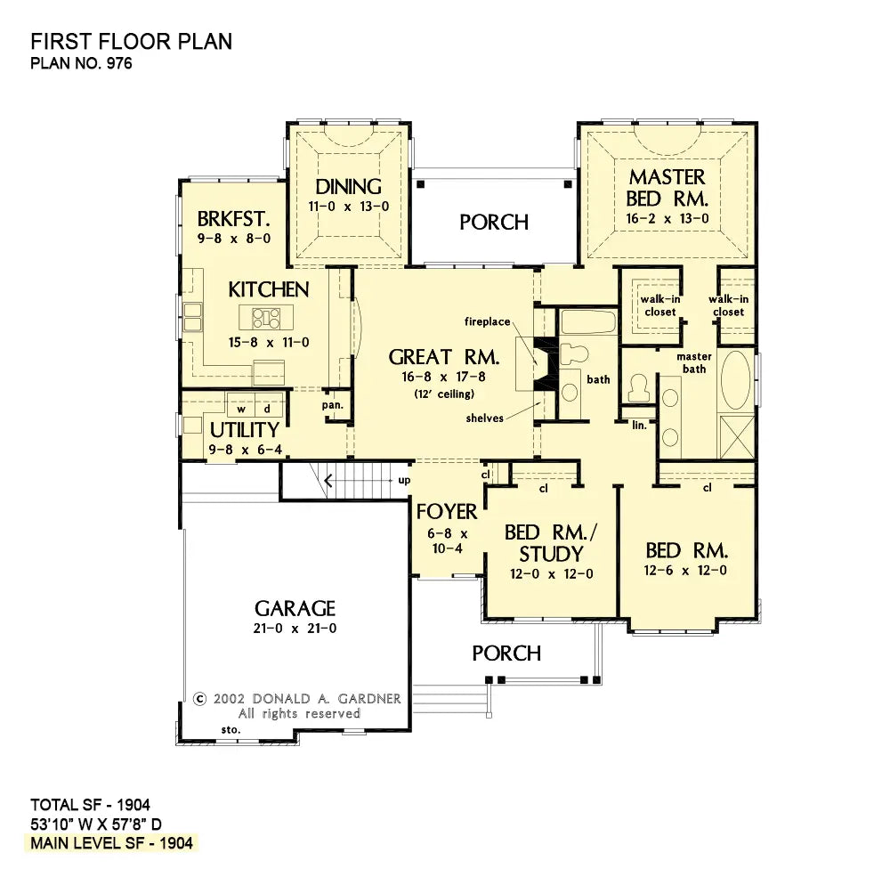 This is the first floor plan image for cottage house plan 976 The Wilshire