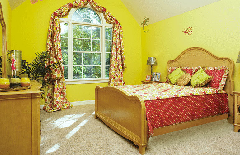 Cathedral ceiling in the bedroom. The Winslow plan 903.