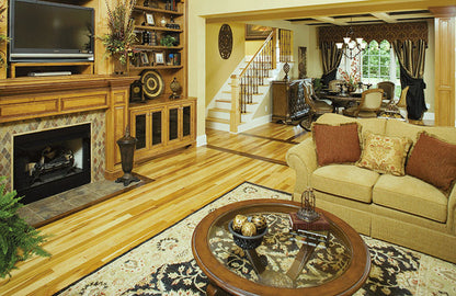 Built-in shelves next to the fireplace in the great room. The Winslow plan 903.