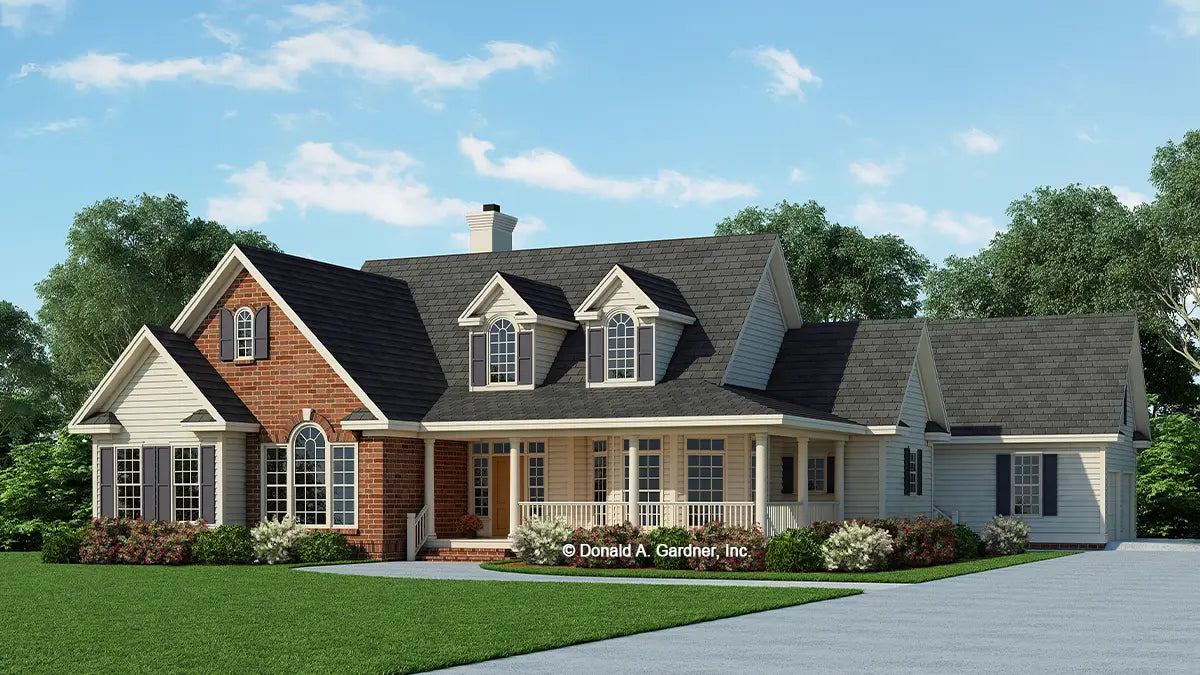 This is an illustration of the front of country house plan 538 The Wisteria