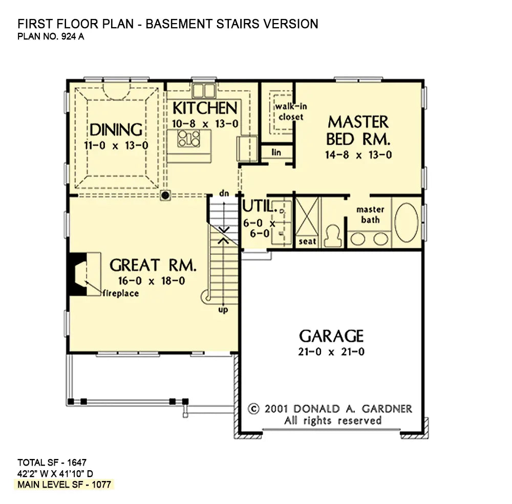 This is the first floor plan image for simple house plan 924 The Wycliffe if the home is built over a basement