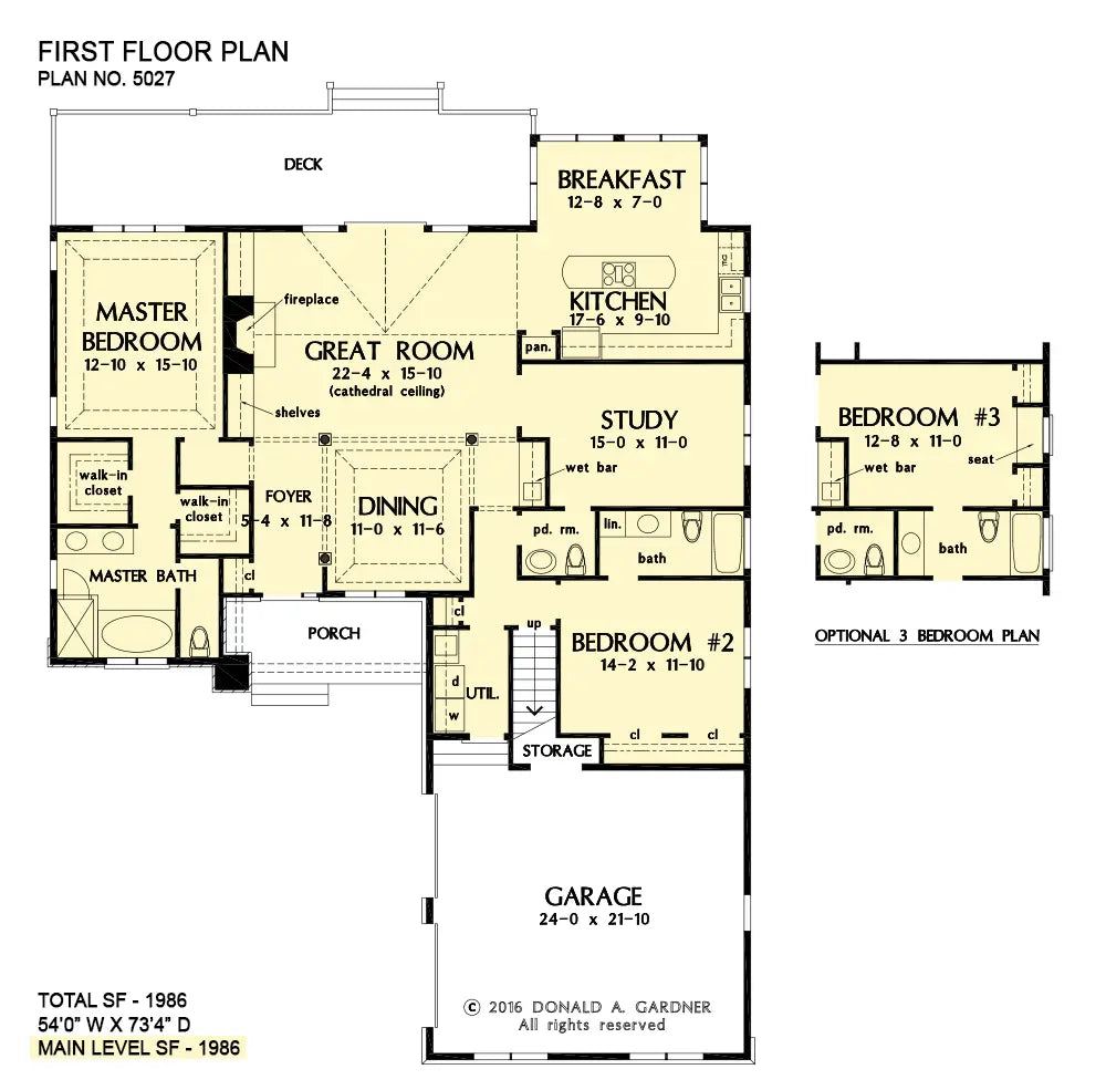 This is the first floor plan image for one story house plan 5027 The Wynette