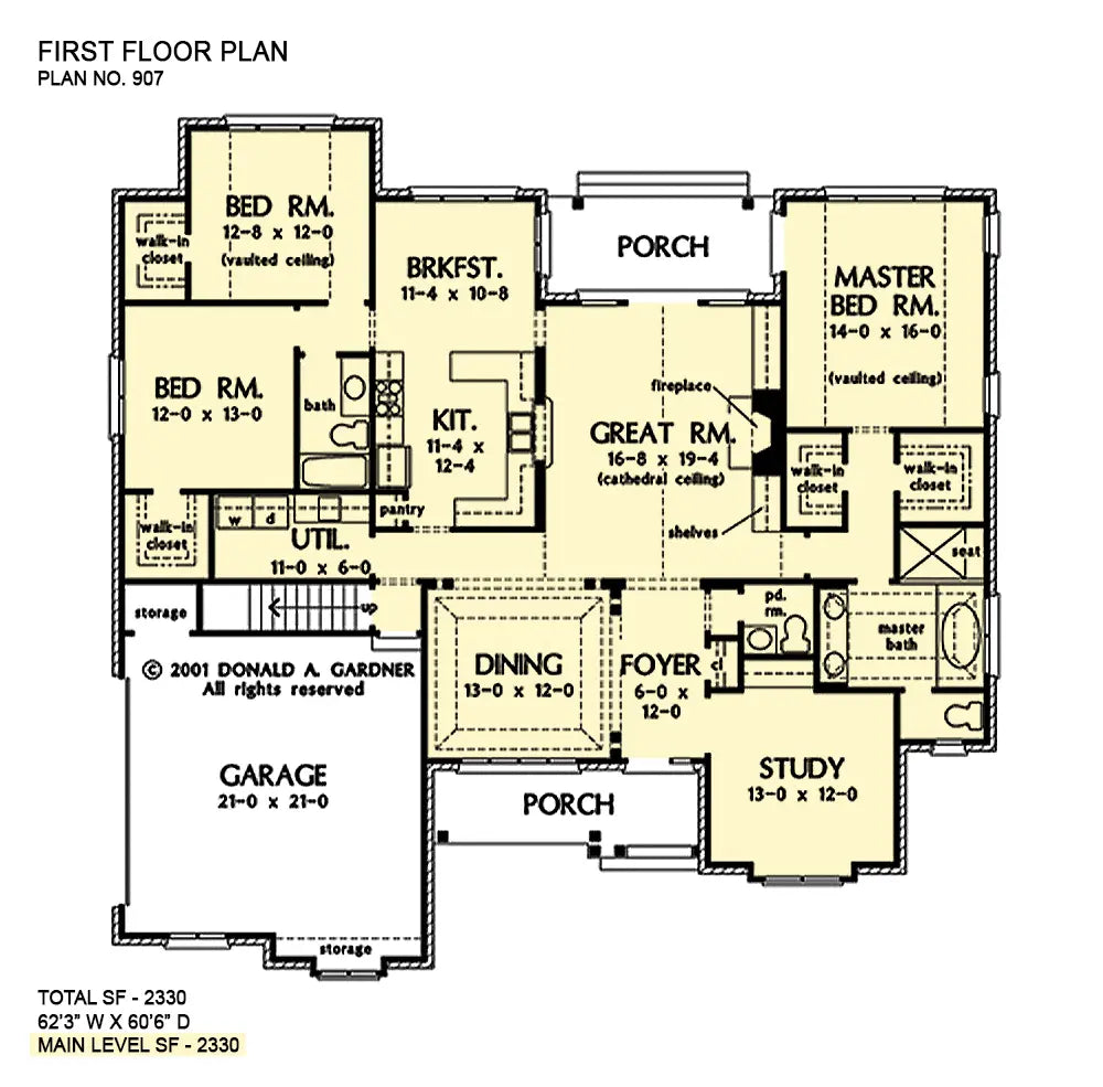 This is the first floor plan image for traditional house plan 933 The Yankton