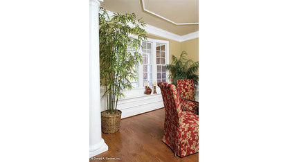 Built in window bench in the dining room. The Yarborough plan 964.