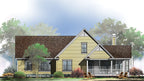 Rear view illustration with screened in porch. The Zeller plan 1014.