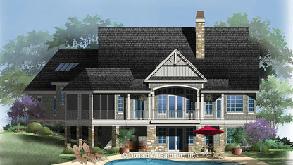 This is an illustration of the rear of house plan 1320 The Butler Ridge