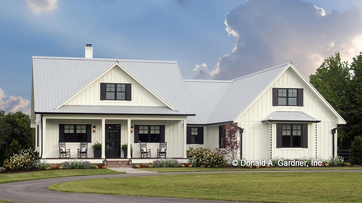 This is a photograph of the front of Ranch house plan 1335 The Coleraine as built by a customer