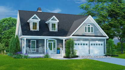 This is an illustration of the front of Cottage house plan 706 The Courtney