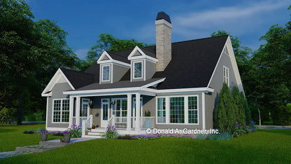 This is an illustration of the rear of house plan 706 The Courtney