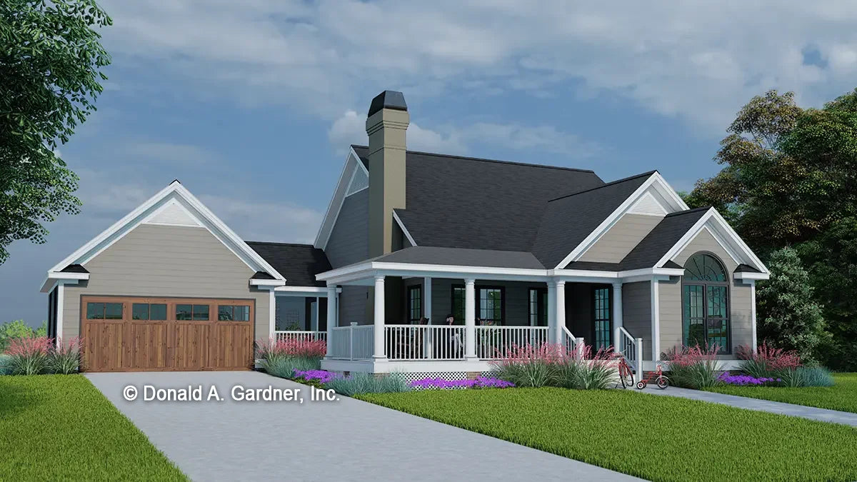 This is an alternative view of the front of Small house plan 503 The Ryley