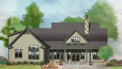 This is an illustration of the rear of house plan 1422 The Sawyer