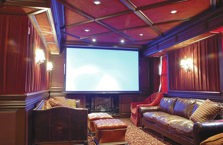 Home theater of The Jerivale house plan 1033. 