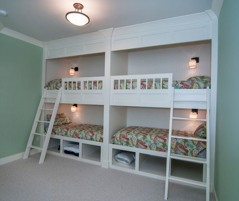 Double bunk beds of The Gilchrist house plan 734-D. 