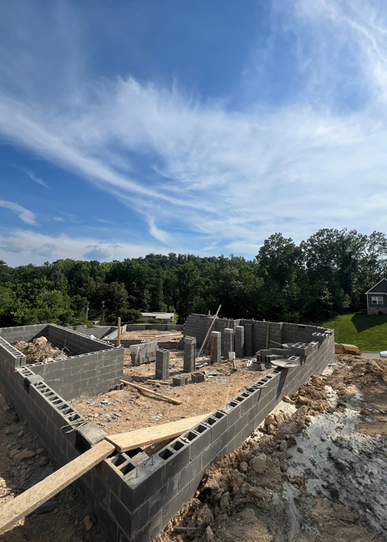 Concrete block foundation