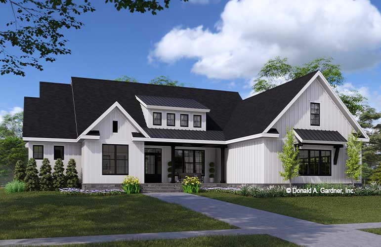 Front rendering of The Lucas house plan 1632. 
