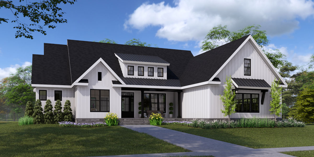 small contemporary 2-bedroom ranch house plan - Plan 1632